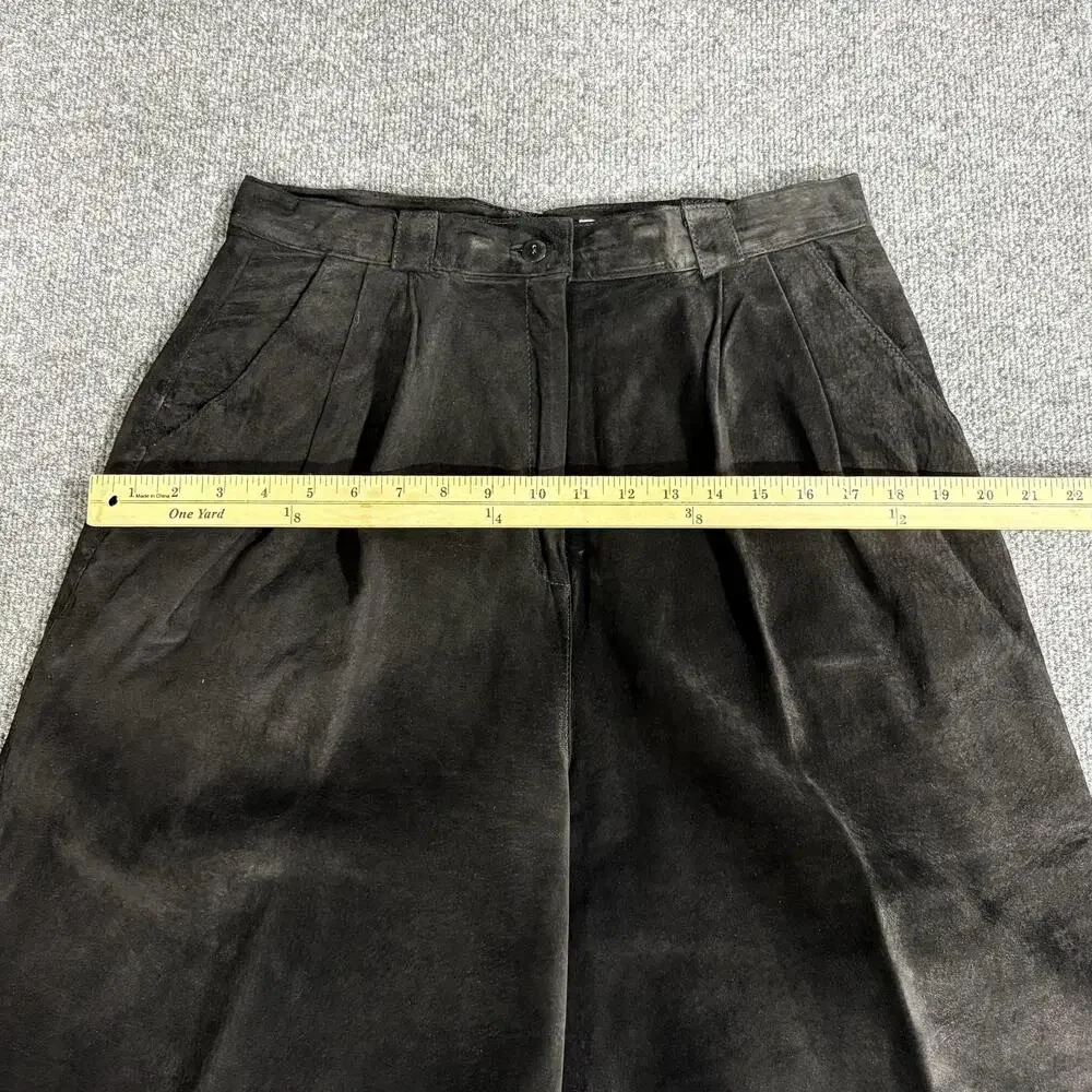 Evan Davies Shorts Womens 14 Black Leather Culotte Pleated High Rise Lined